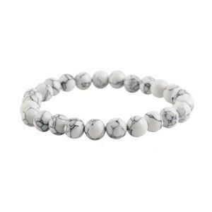 White Howlite Beaded Stretch Bracelet 76.00 ctw